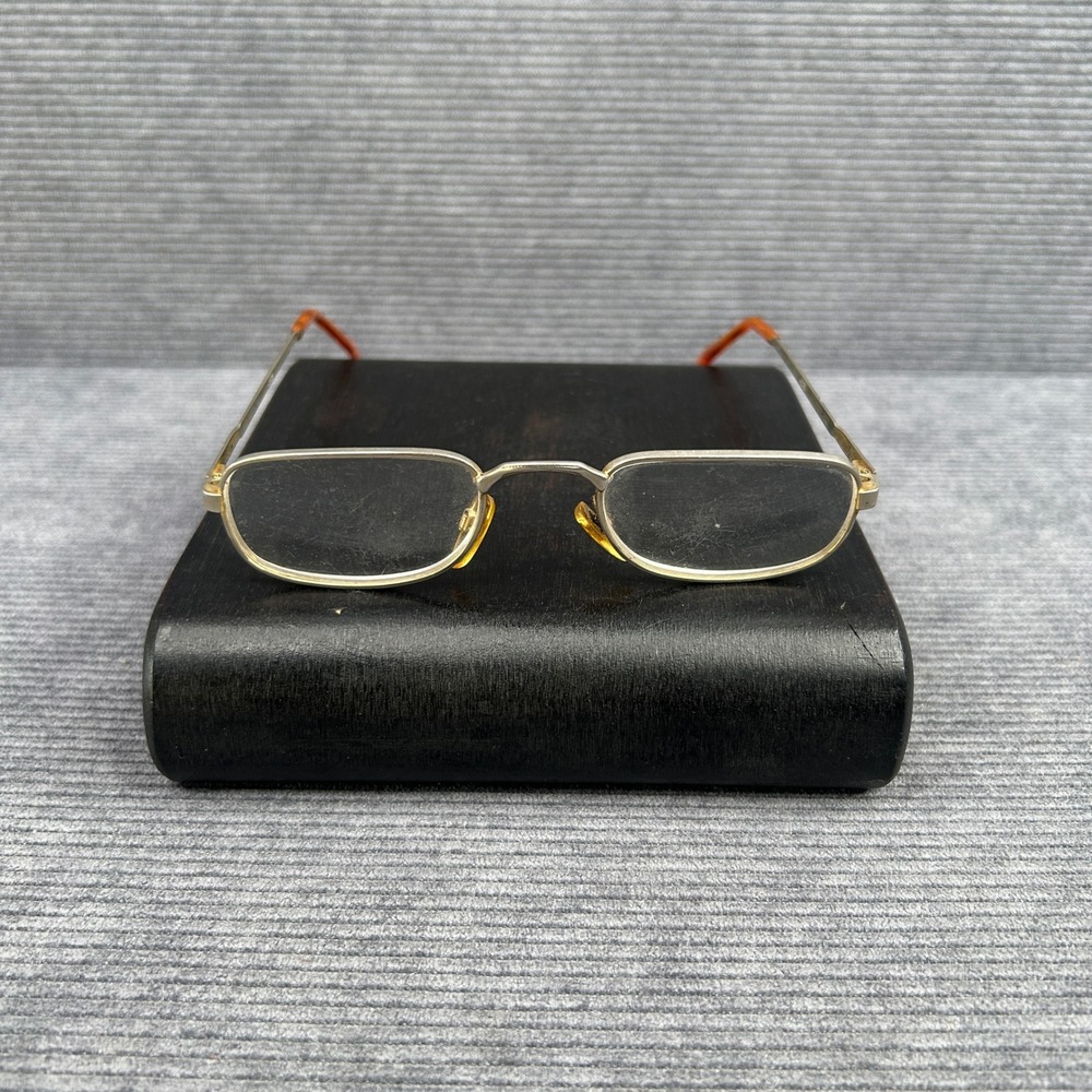 Vintage Gold Tone Metal Rectangular Reading y2k Glasses Power Amber Tips